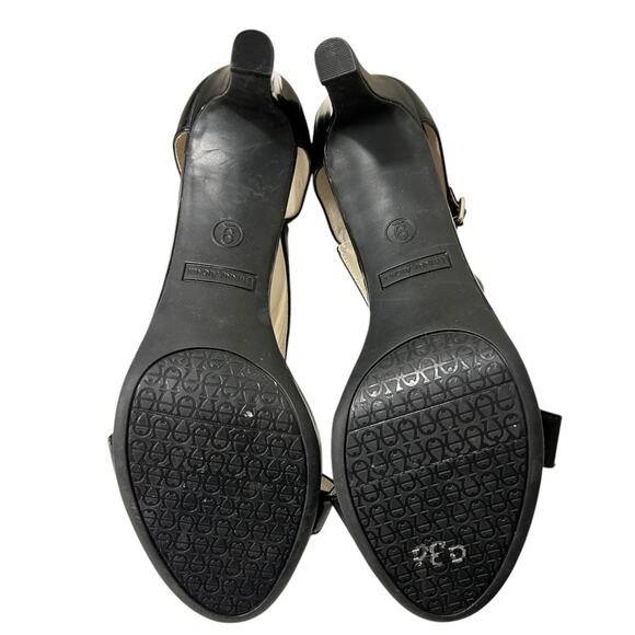 Etienne Aigner Opera T-Strap Black Open Toe Sandal Heels Women’s Size 9 - Picture 3 of 7